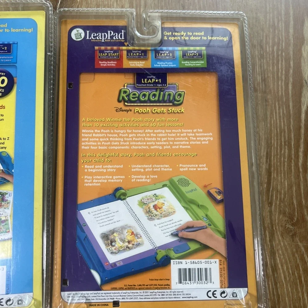 LeapFrog 4 LeapPad Interactive Books & Cartridge Alphabet, Pooh, Toy Story, Nemo